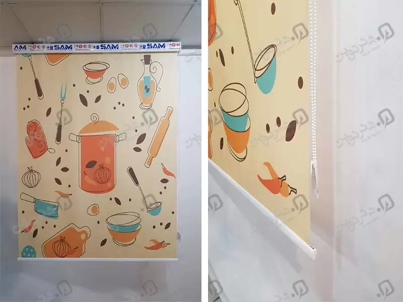 چاپ پرده شید هنر نوین نمایی از پرده با تم نارنجی